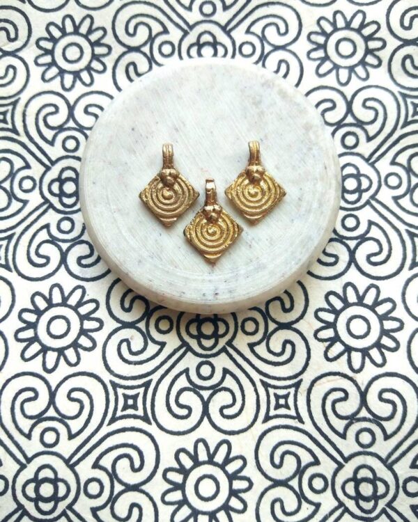 Spiral Rhombus Brass Charms – Pack of 10 Pieces