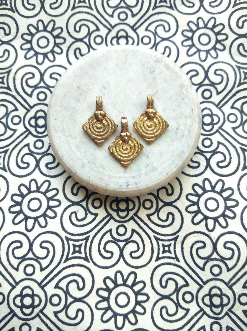 Spiral Rhombus Brass Charms – Pack of 10 Pieces