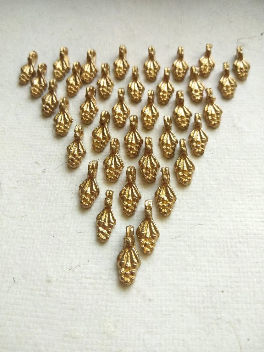 Floral Drop Brass Charms – Pack of 10 Pieces