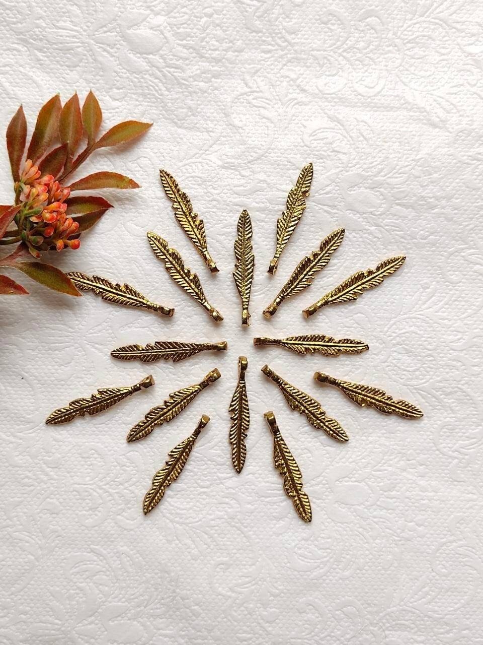 Feather Brass Charms – Pack of 5 Pieces - Image 5