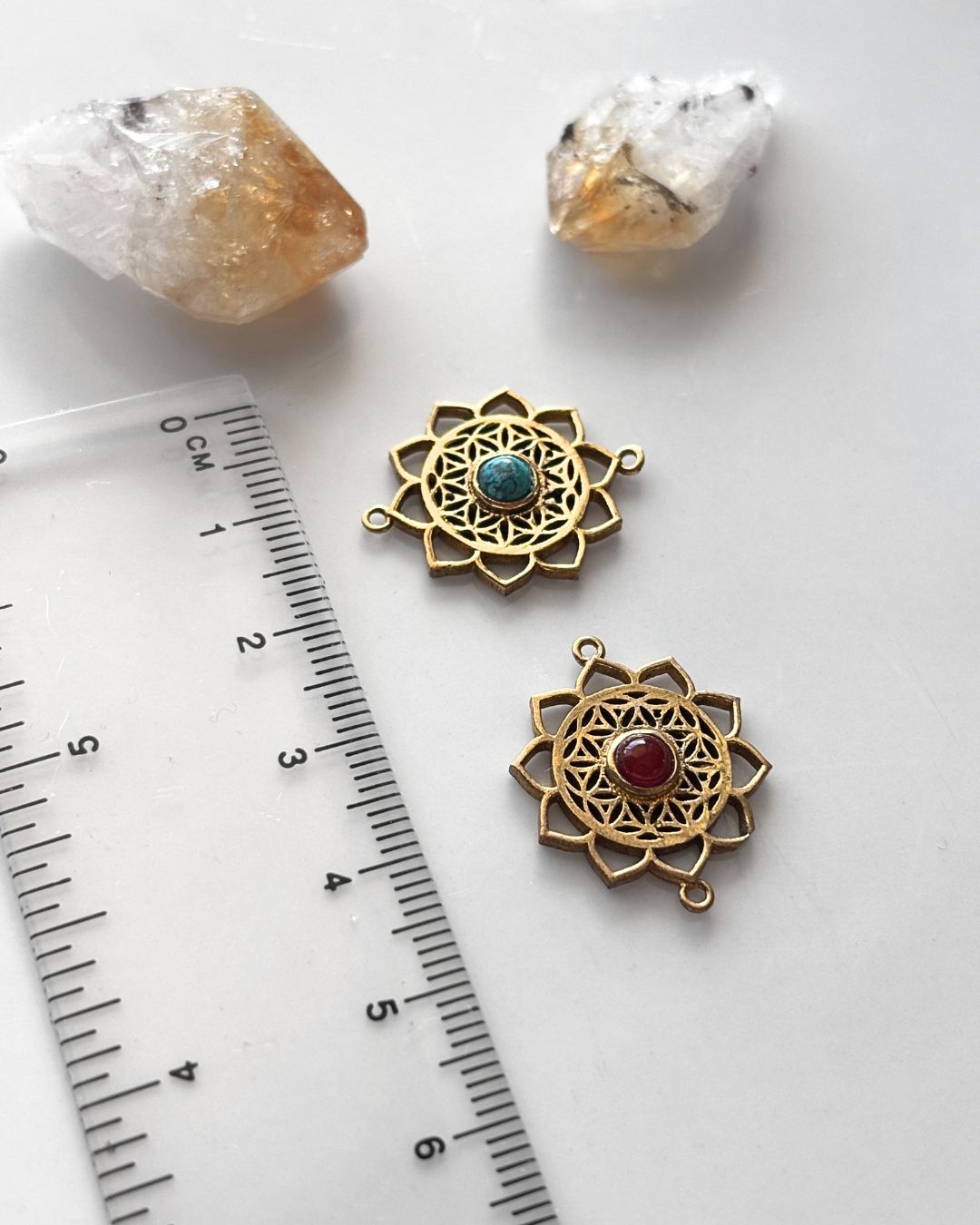 Ornate Floral Brass Connector with Stone – Assorted - Image 3