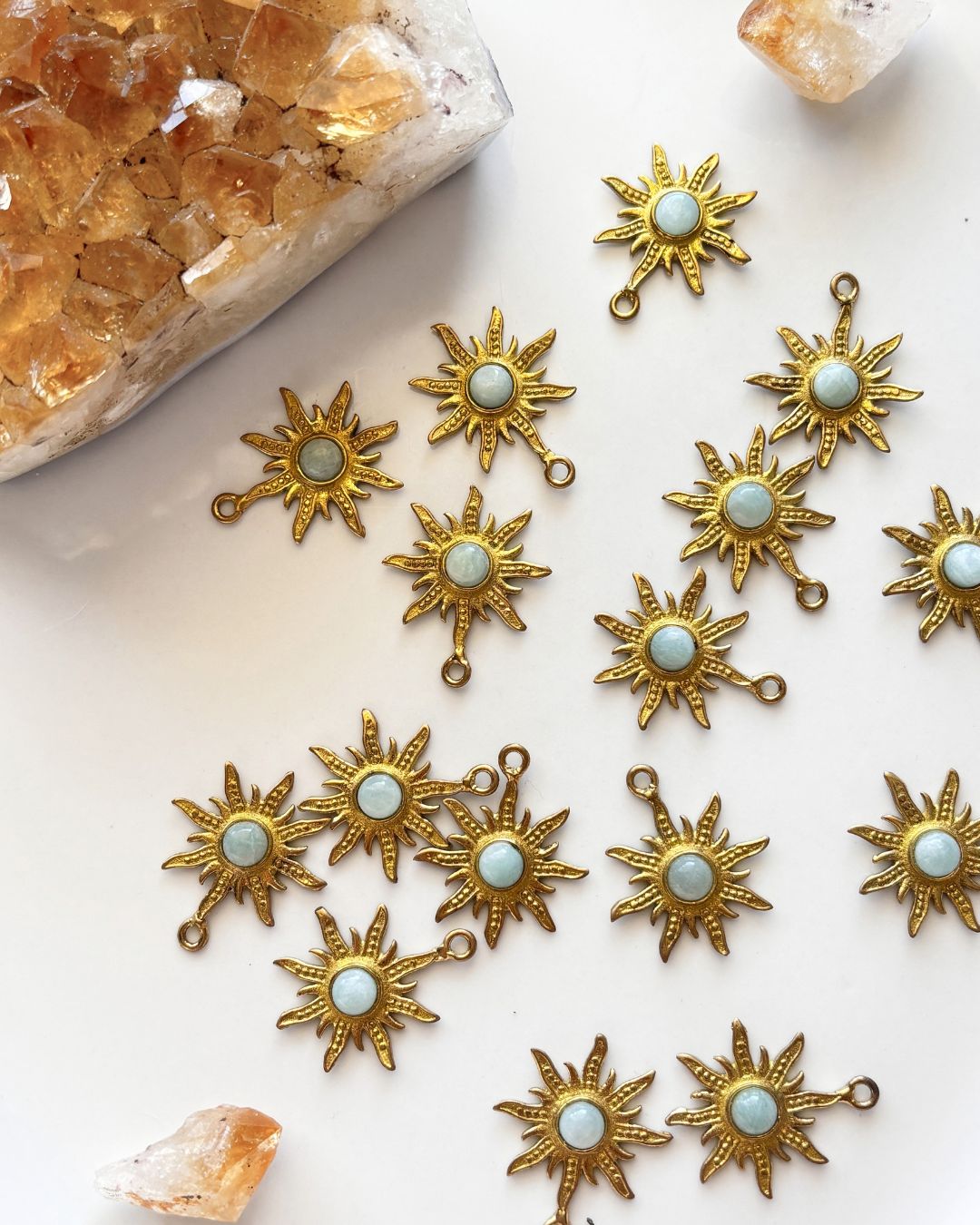 Sunburst Brass Connector/Pendant with Amazonite