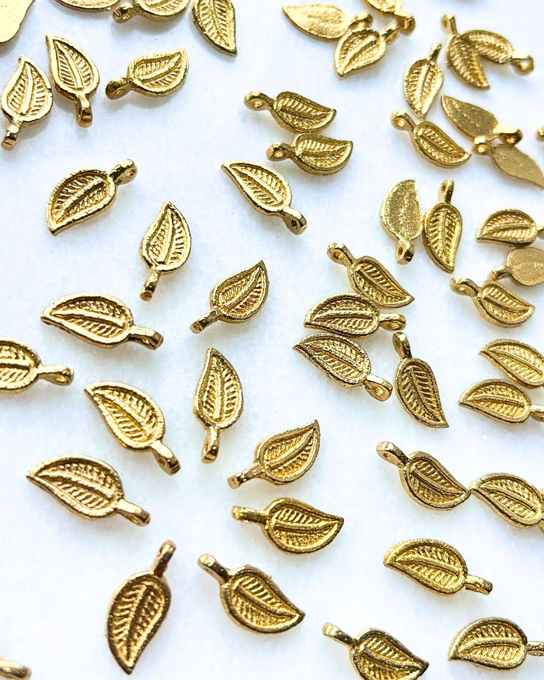 Leaf Botanical Brass Charms – Pack of 10 Pieces