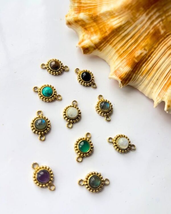 Golden Halo Brass Connector with Stone – Assorted