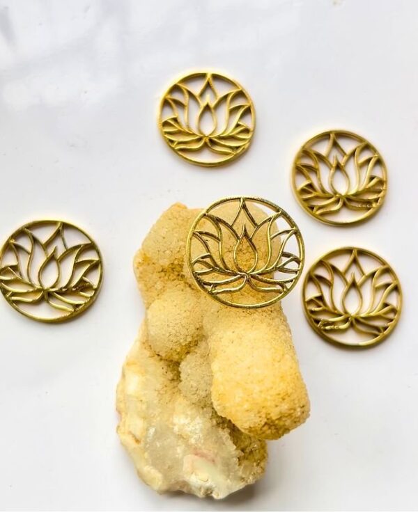 Lotus Flower Open Frame Brass Charm