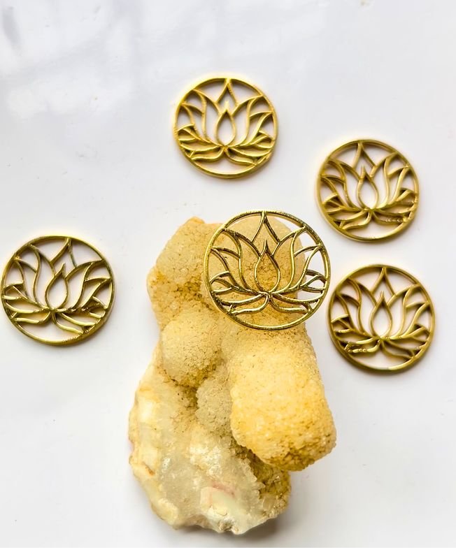 Lotus Flower Open Frame Brass Charm