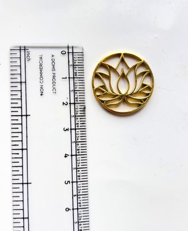 Lotus Flower Open Frame Brass Charm - Image 2