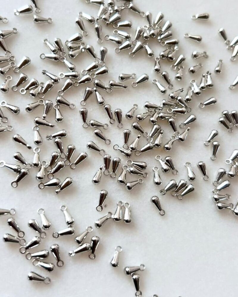6MM Teardrop Silver filled Brass Charms – 60 PCS - Image 2
